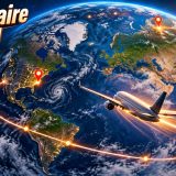 Globe terrestre et avion traçant l’itinéraire de notre tour du monde