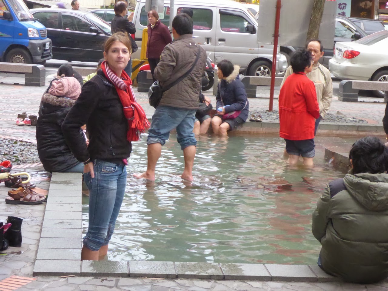 Bain de pieds public dans les rues de Jiaoxi