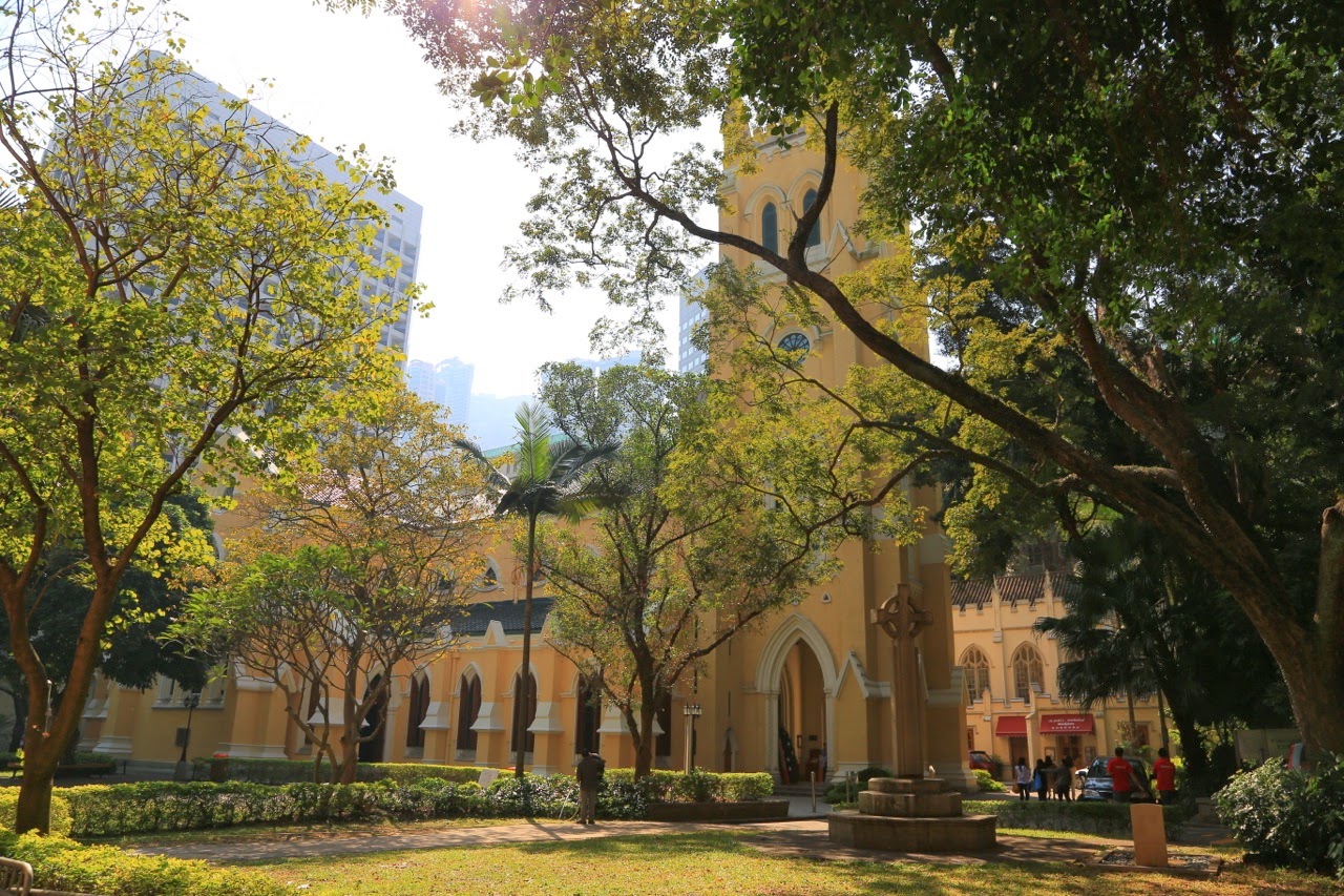 La cathédrale St John au milieu des arbres