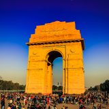L'India Gate de New Delhi au coucher du soleil