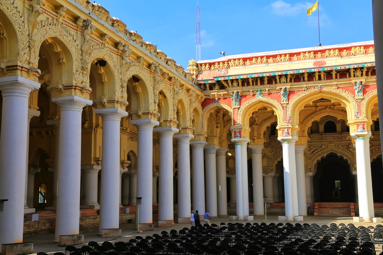 Les colonnes du Tirumalai Nayak Palace à Madurai
