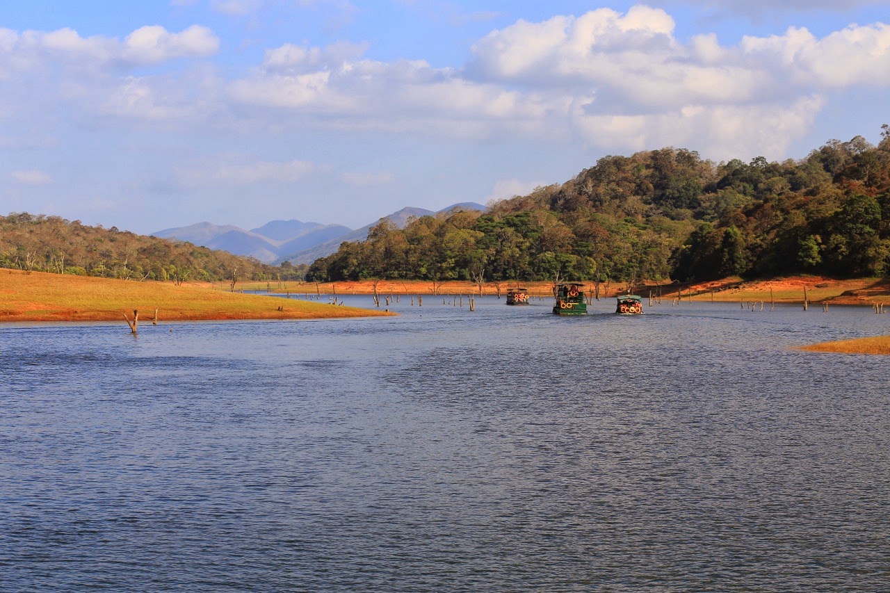 Lac et collines boisées du Periyar