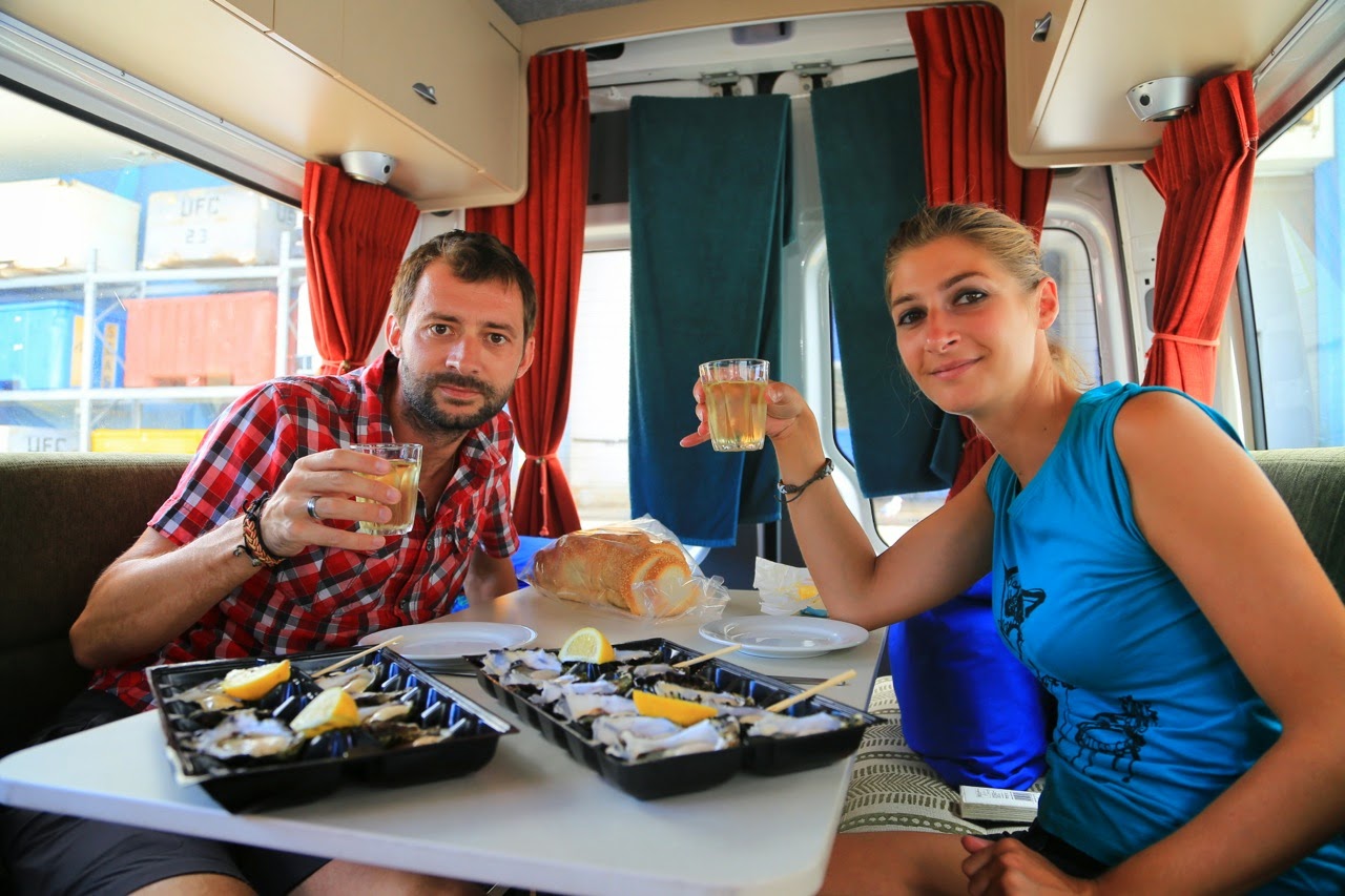 Dégustation d’huîtres dans notre campervan