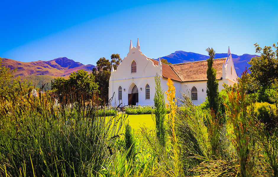 Église blanche de Franschhoek, sur la route des vins