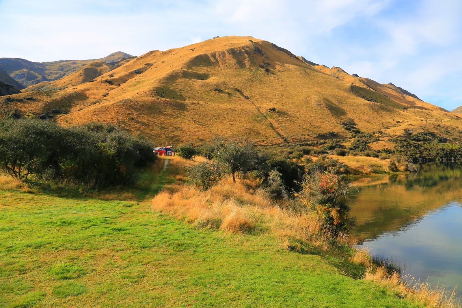 Colline dorée au bord du lac