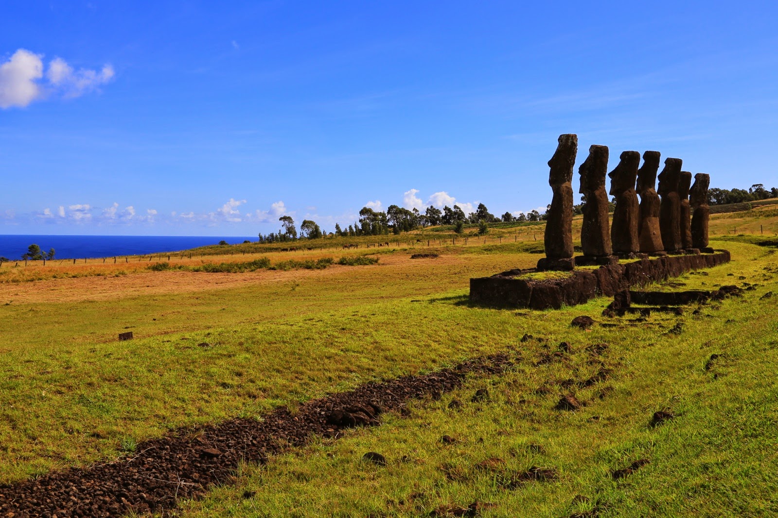Moai d’Ahu Akivi tournés vers l’océan