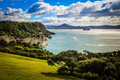 Baie de la péninsule de Coromandel vue des collines