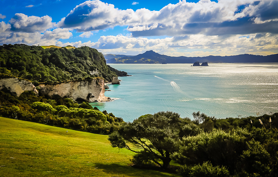 Baie de la péninsule de Coromandel vue des collines
