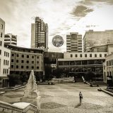 Civic Square de Wellington en noir et blanc