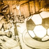 Fresque d’un joueur et d’un ballon de foot au Brésil
