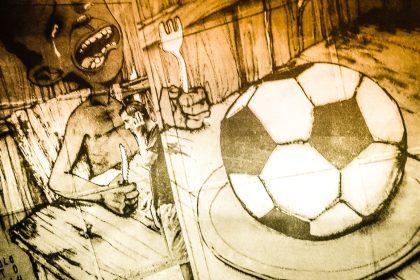 Fresque d’un joueur et d’un ballon de foot au Brésil
