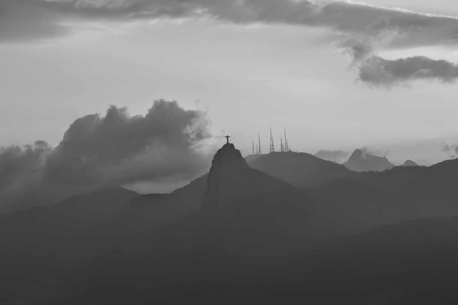 Le Corcovado en noir et blanc