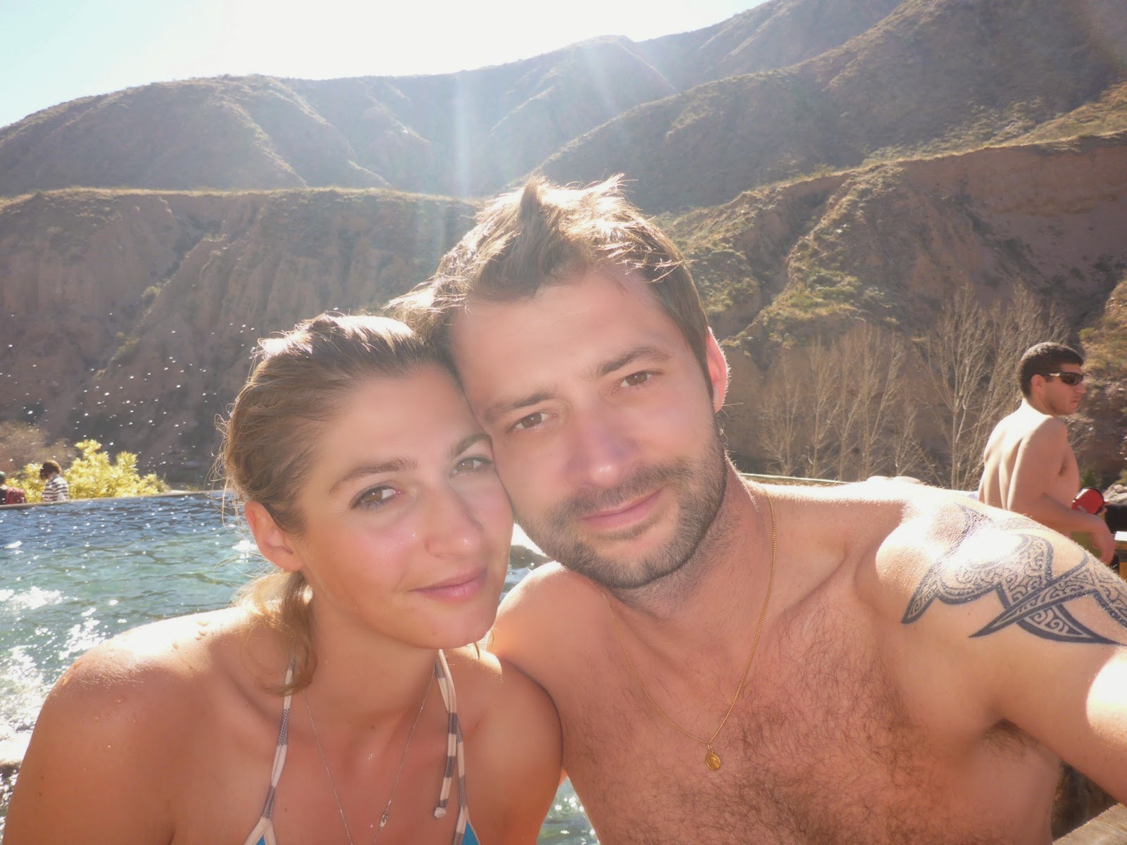 Selfie dans les thermes au soleil
