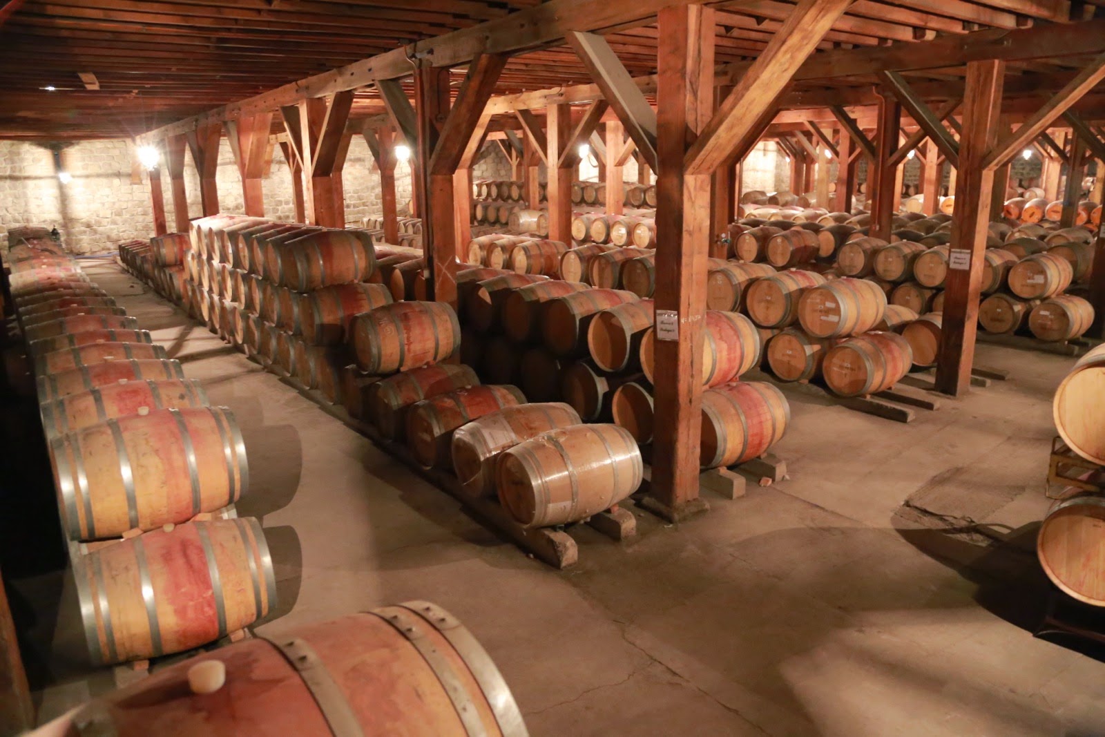 Barriques de chêne français dans la cave