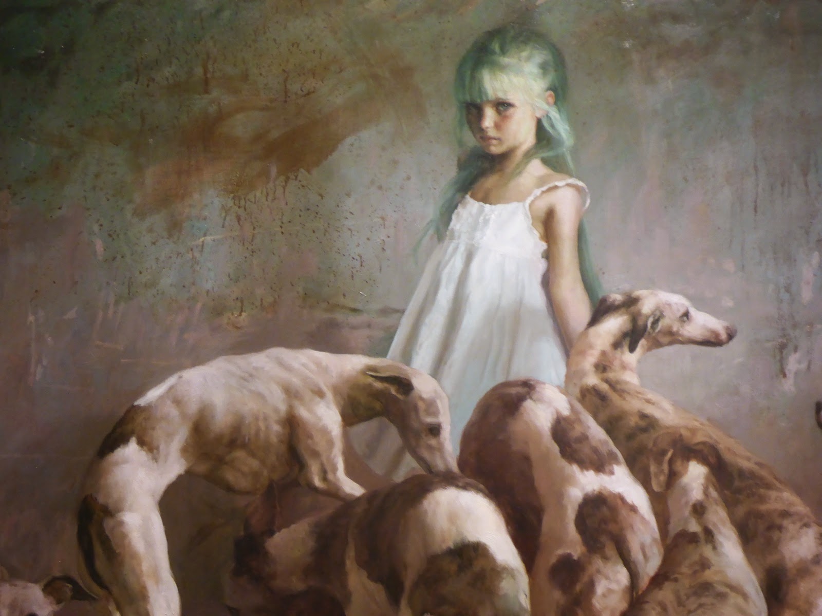 Tableau d’une fillette entourée d’animaux
