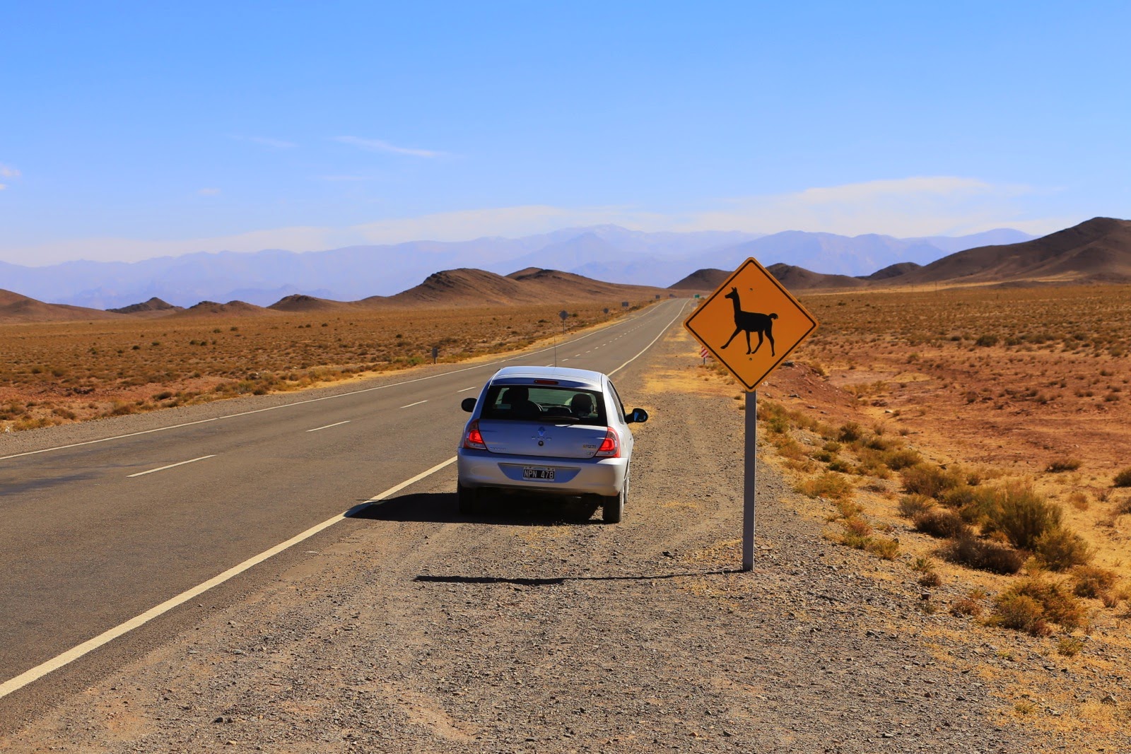 Notre voiture sur la route des cactus