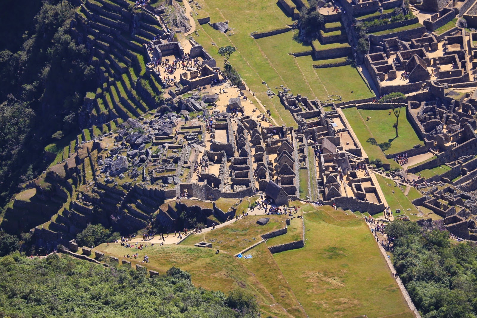 Zoom sur les ruines et les terrasses de la citadelle