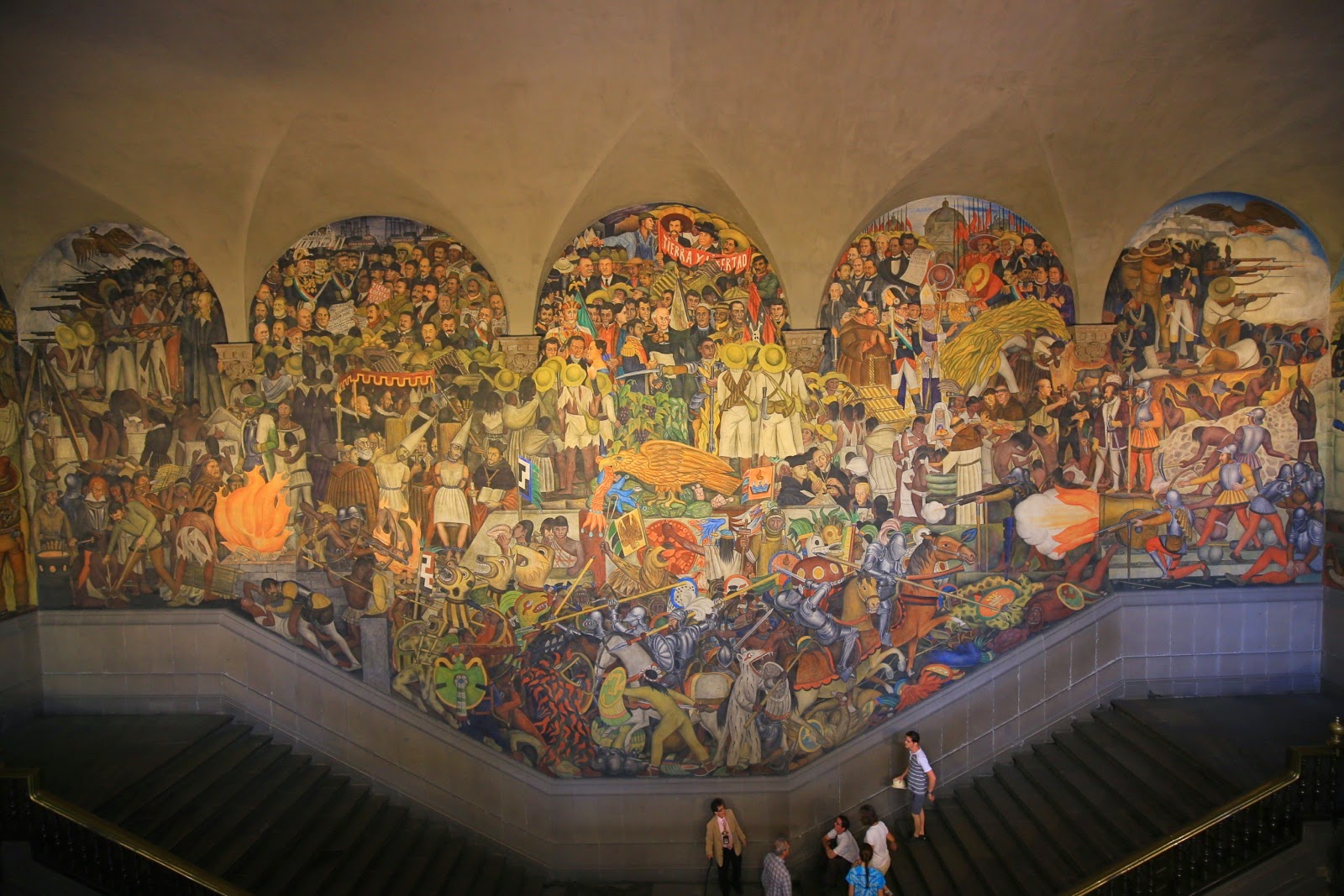 Fresques de Diego Rivera dans l’escalier du Palacio Nacional