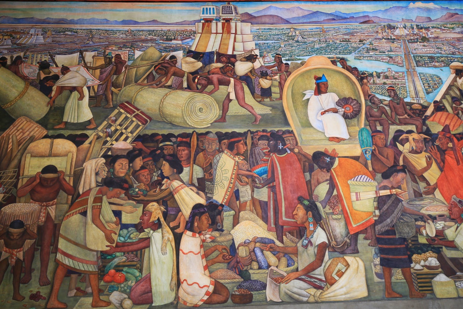 Détail d’une fresque de Diego Rivera sur la civilisation aztèque
