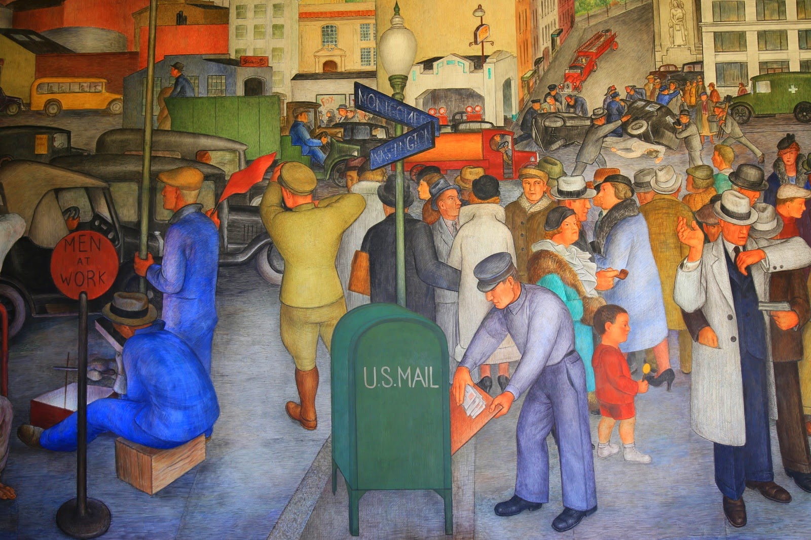 Une fresque murale à l’intérieur de la Coit Tower