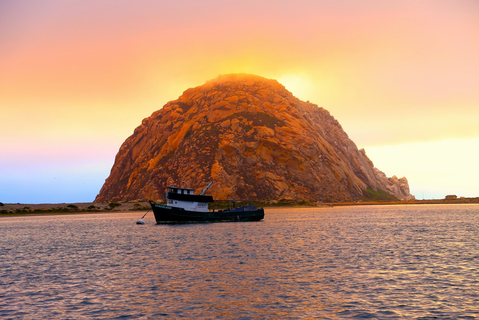 Le Morro Rock au coucher du soleil