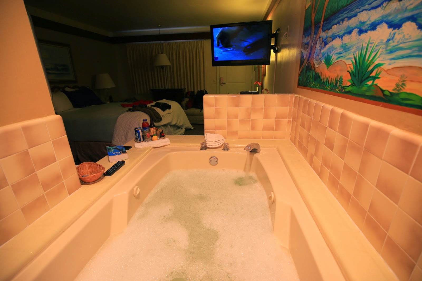 La baignoire géante de notre motel à Monterey