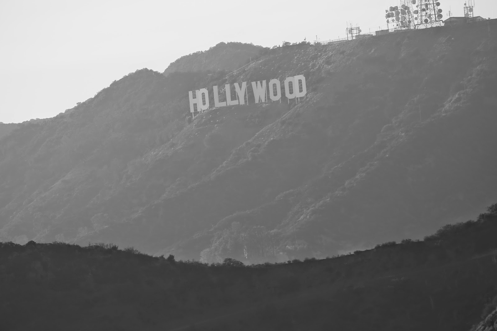 Le Hollywood Sign en noir et blanc