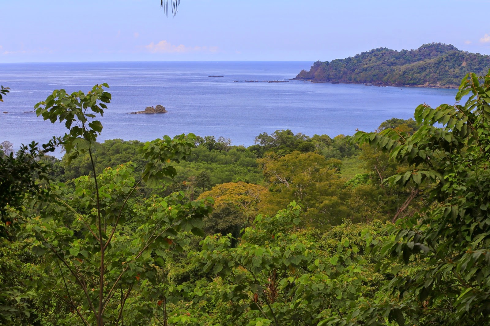 Vue sur la côte depuis un sentier du parc Manuel Antonio