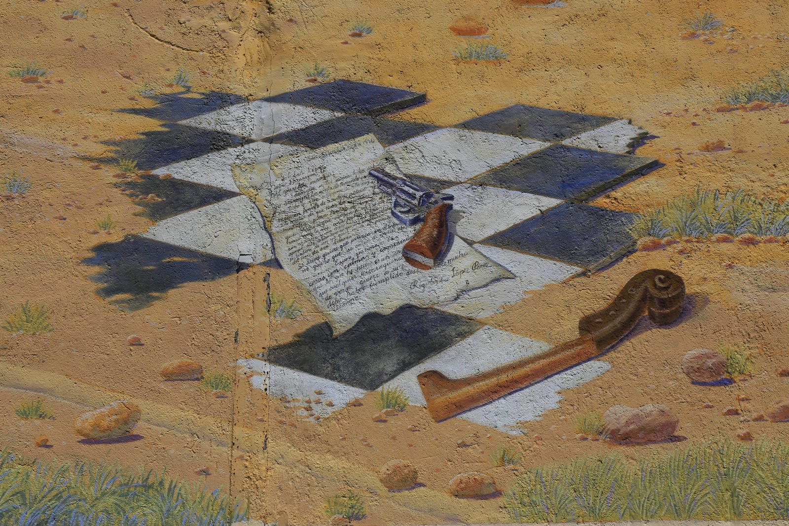 Fresque du pistolet posé sur une lettre