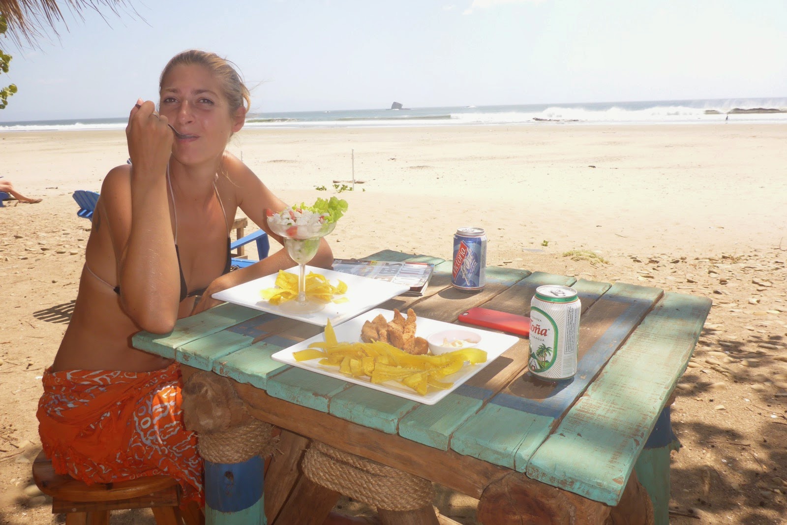 Déjeuner sur la plage de Playa Hermosa