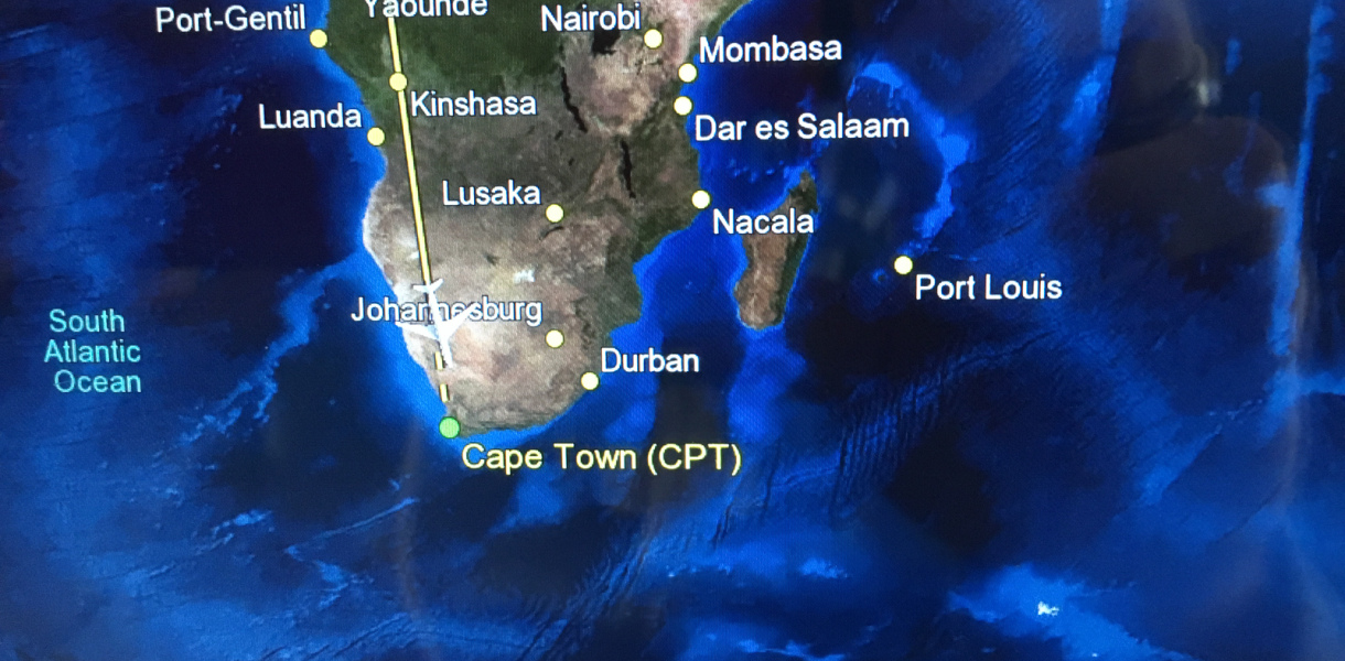 Carte du vol vers Cape Town, en Afrique du Sud