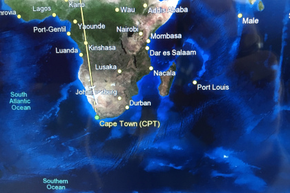 Carte du vol vers Cape Town, en Afrique du Sud