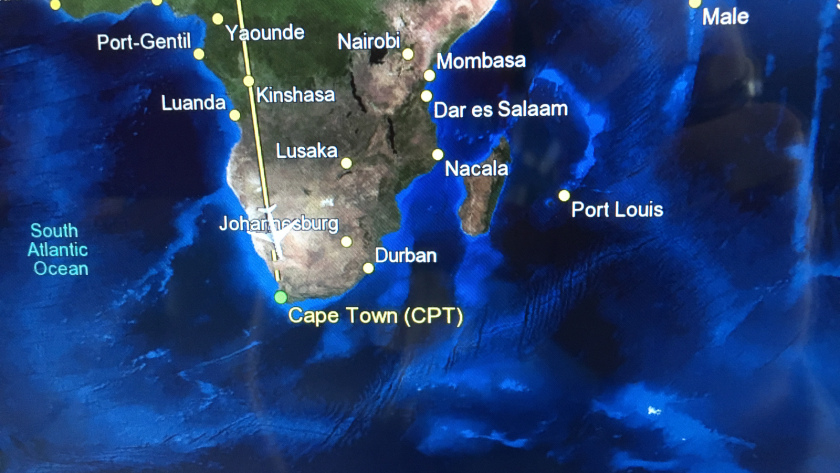Carte du vol vers Cape Town, en Afrique du Sud