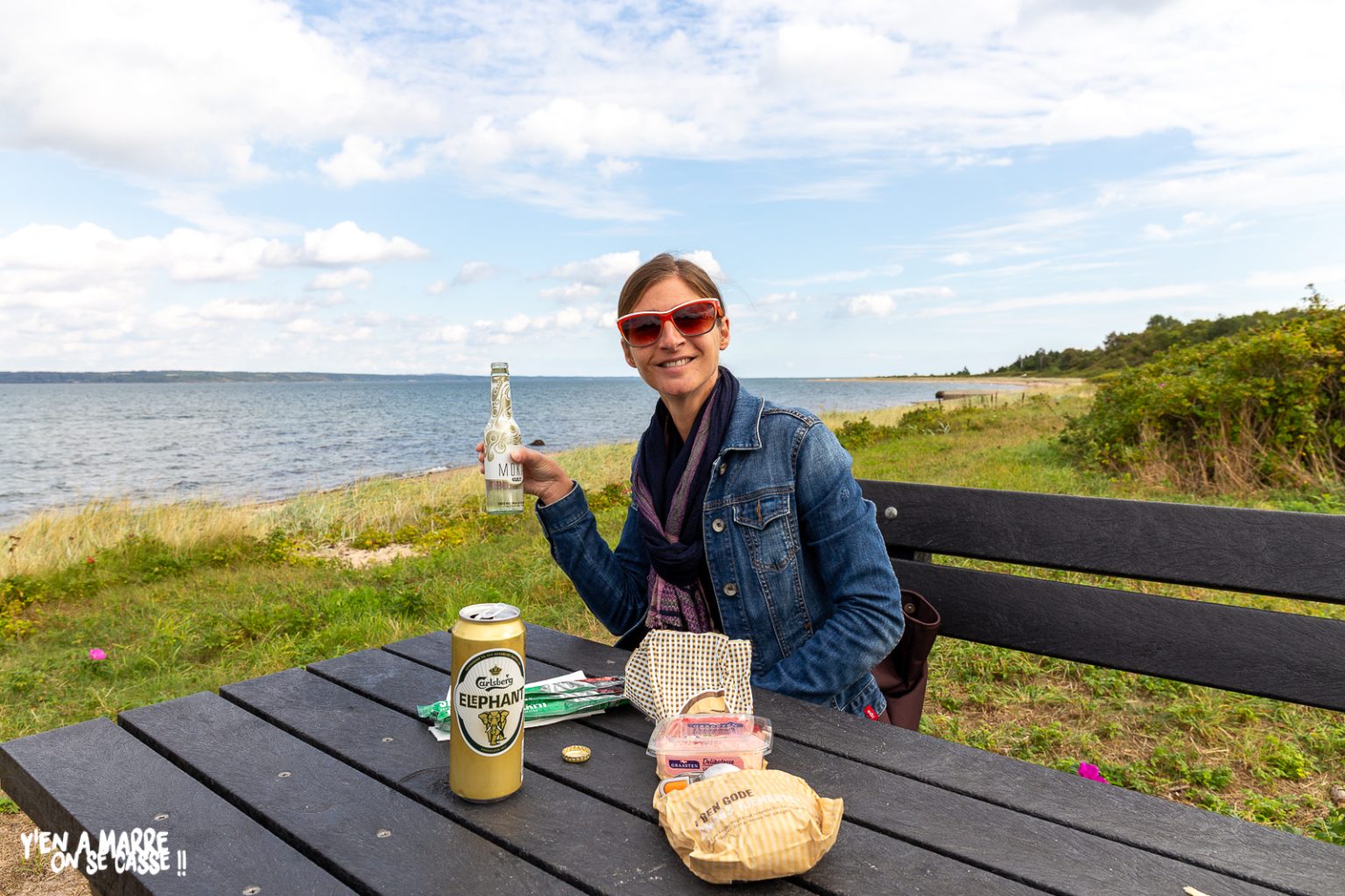 Pique-nique sur un banc face à l’Øresund