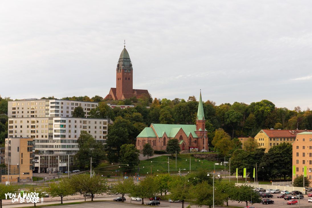 Göteborg et ses clochers vus depuis le ferry